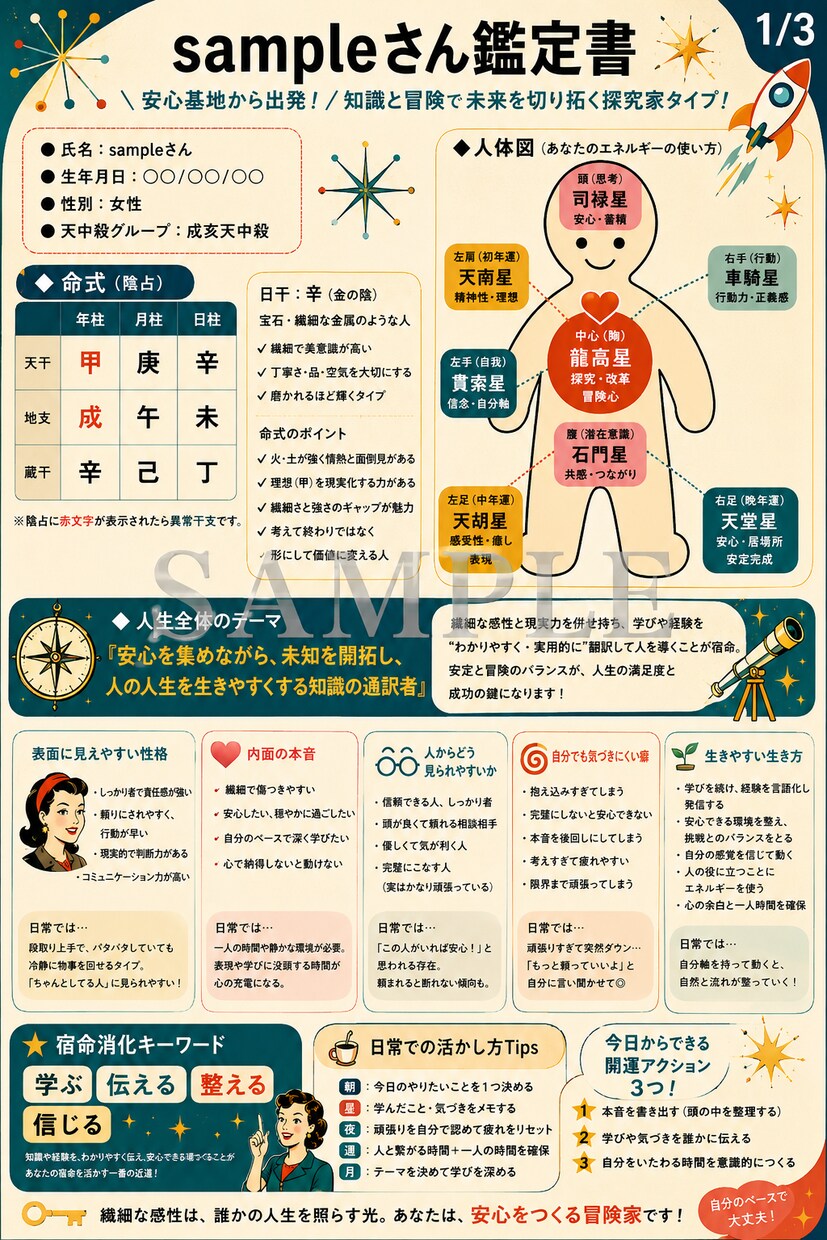 命式を人生に落とし込むAI鑑定書作ります 算命学の命式を“読む”だけでなく人生で使える言葉へ翻訳します イメージ5