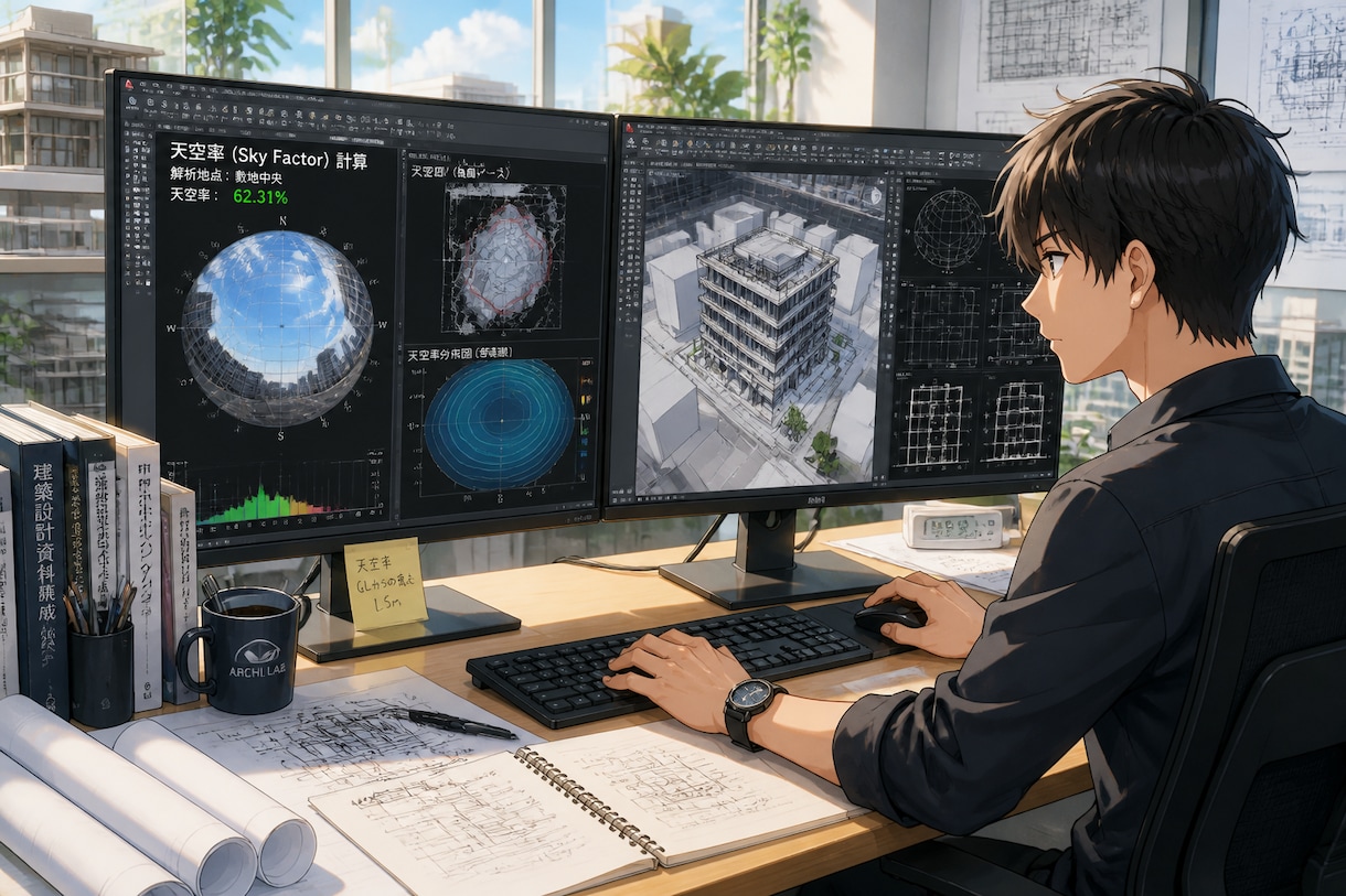 天空率算定図・検討から手伝います 検討段階からOK。申請用の算定図作成します イメージ2