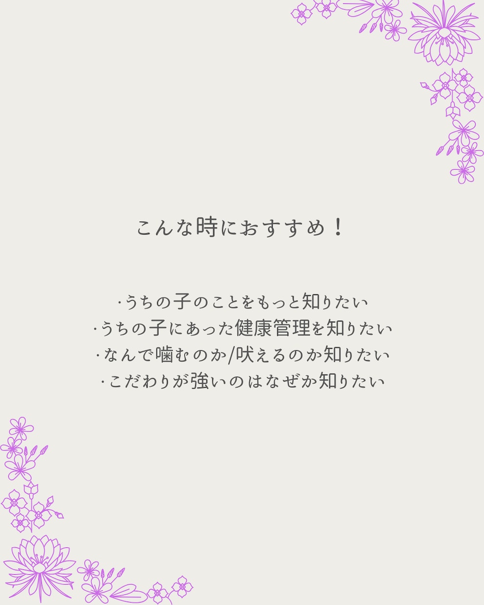 誕生日から見る「うちの子」のトリセツ作成します 基本性格からケアポイント、生まれた意味までまるっと解説！！ イメージ4