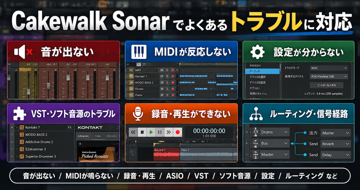 Cakewalk Sonarのトラブルを解決します 画面共有で設定・音声・MIDIの問題を一緒に確認 イメージ2