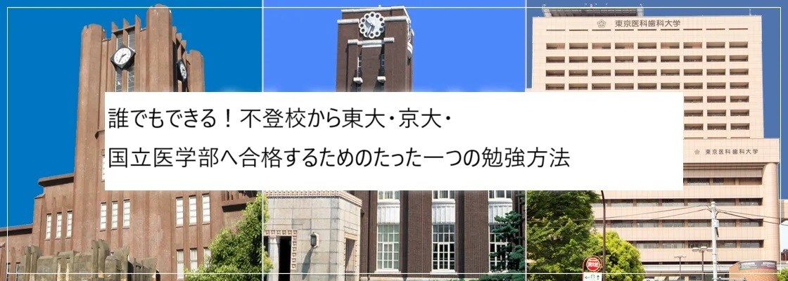 不登校から東大・京大・国立医学部合格の勉強教えます 東大・京大・国立医学部へ合格するための一つのシンプルな勉強法 イメージ1