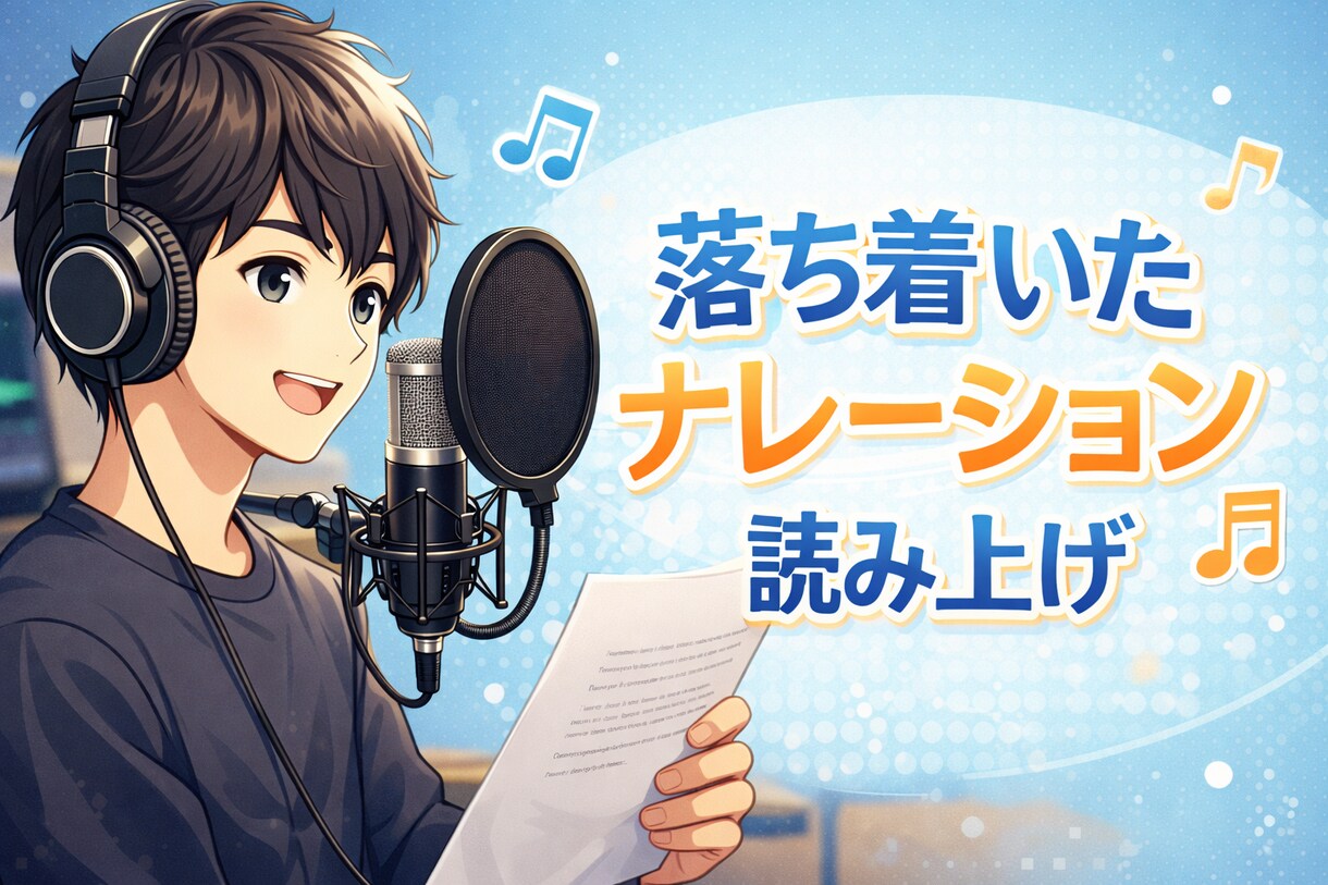 落ち着いた声でナレーション・音声読み上げします 変幻自在な声で、お客様のご要望にお応えします。 イメージ1
