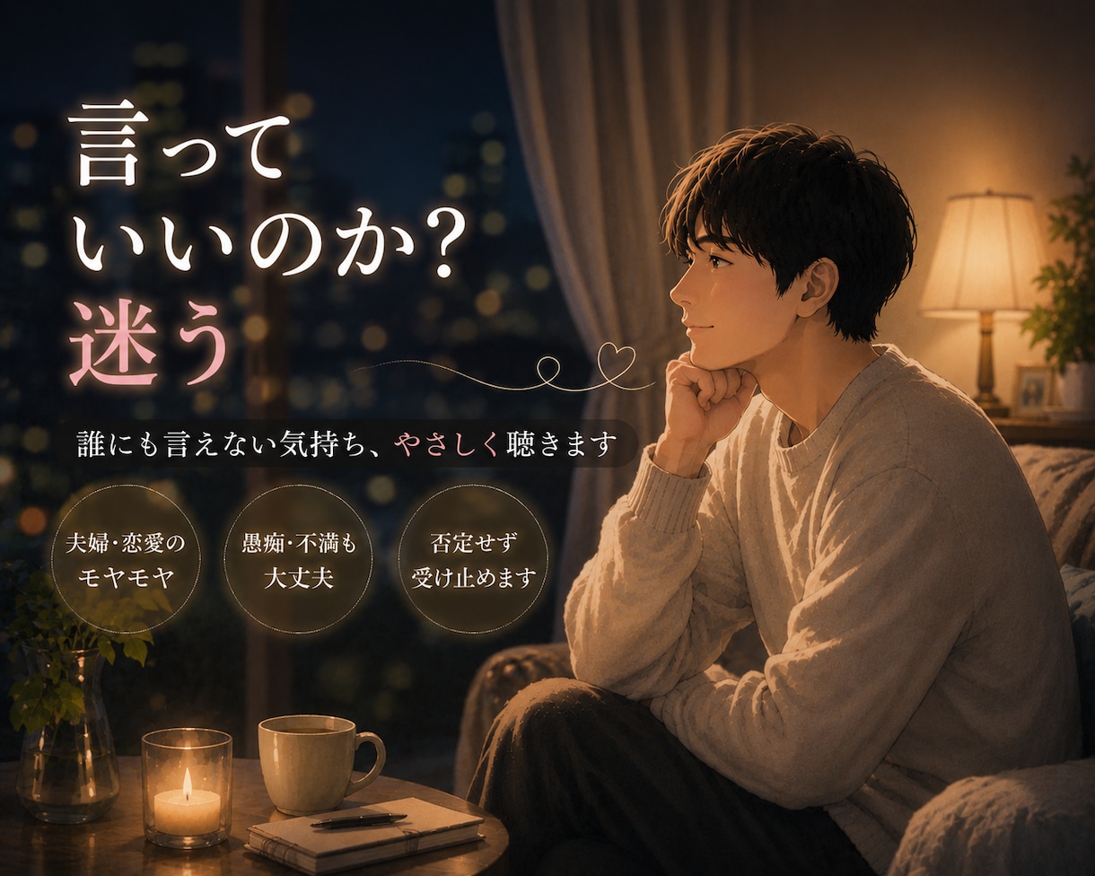 恋愛・夫婦の悩みに男性のリアルな視点で寄り添います すれ違う気持ちに光を当て、歩み寄るきっかけを届けます。 イメージ2
