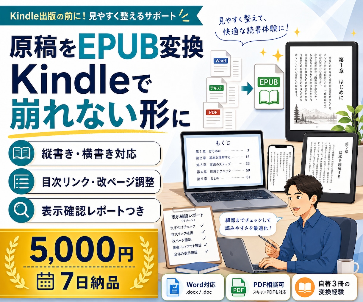あなたの原稿をKindle用EPUBに変換します 3冊すべて自力で変換。正しく表示される形に イメージ1