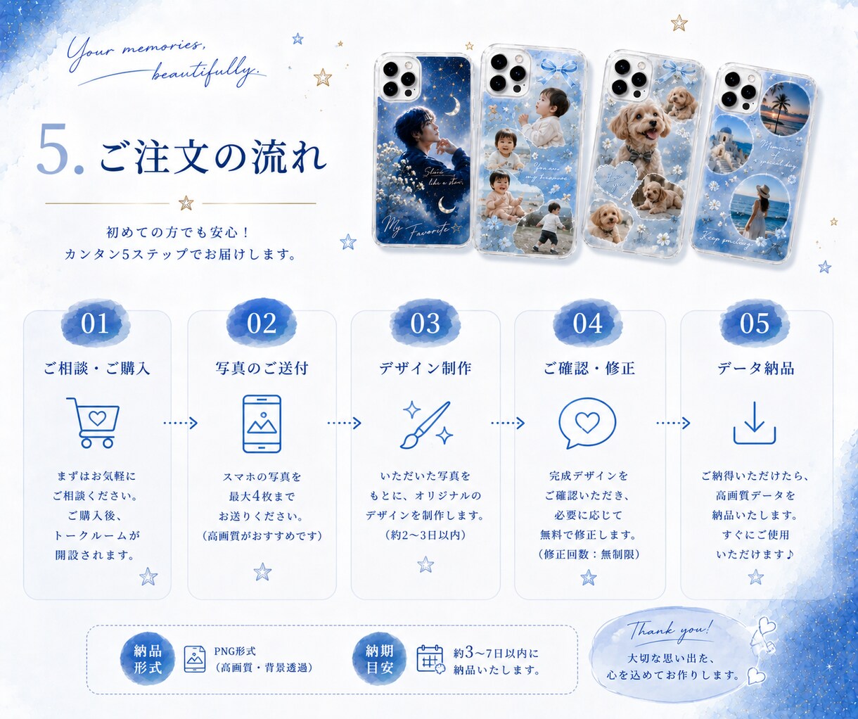 写真や画像でスマホケース用デザイン作ります お気に入りの写真や画像をデザイン♪ イメージ5