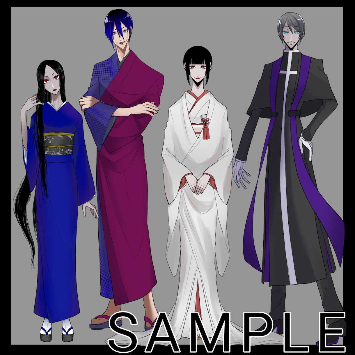 立ち絵＋表情差分2種類描きます 和服でミステリアスなキャラクターならお任せ下さい！ イメージ2