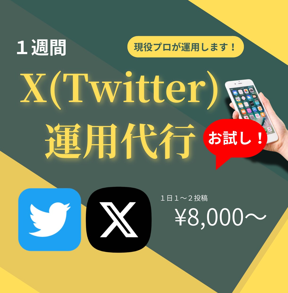 １週間お試し！X(Twitter)運用します 現役プロマーケターが目的に合わせた運用をサポートします！ イメージ1