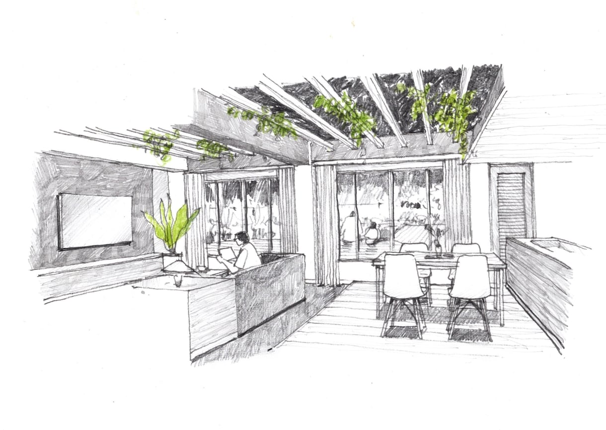 イメージスケッチを制作致します 手描きで建築、インテリア、イベントパースを描きます。 イメージ1