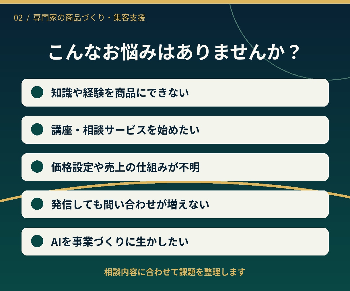 あなたの経験を売れる商品にする方法を相談できます 商品開発・価格設定・集客・独立起業の悩みを60分で整理します イメージ2