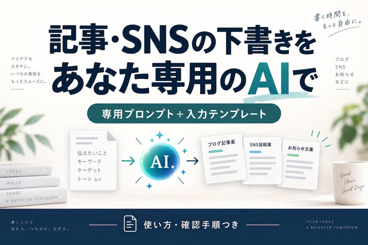 記事・SNS用の専用AIプロンプトを作ります 入力テンプレートと確認手順まで、繰り返し使える形に イメージ1