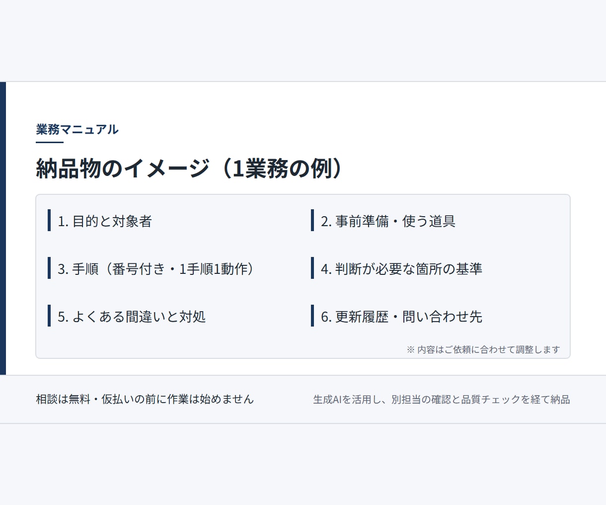 業務マニュアル・手順書を誰でも使える形にします 引き継ぎや標準化に使える手順書を作ります イメージ2