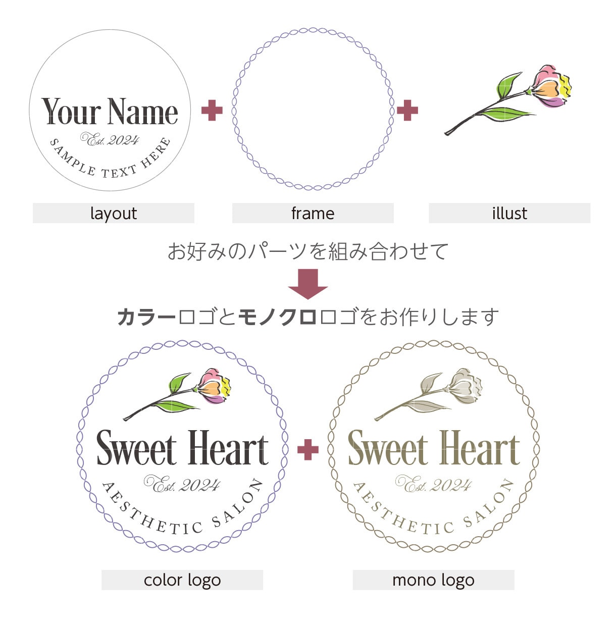 SNSアイコンロゴ、カラーと単色セットで作成します プロデザインのパーツの組み合せでおしゃれなロゴをお手軽に イメージ2