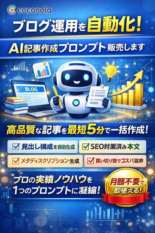 ブログ運用を自動化AI記事作成プロンプト販売します 「記事ネタ出し」「見出し構成」「SEO」を自動化します イメージ1