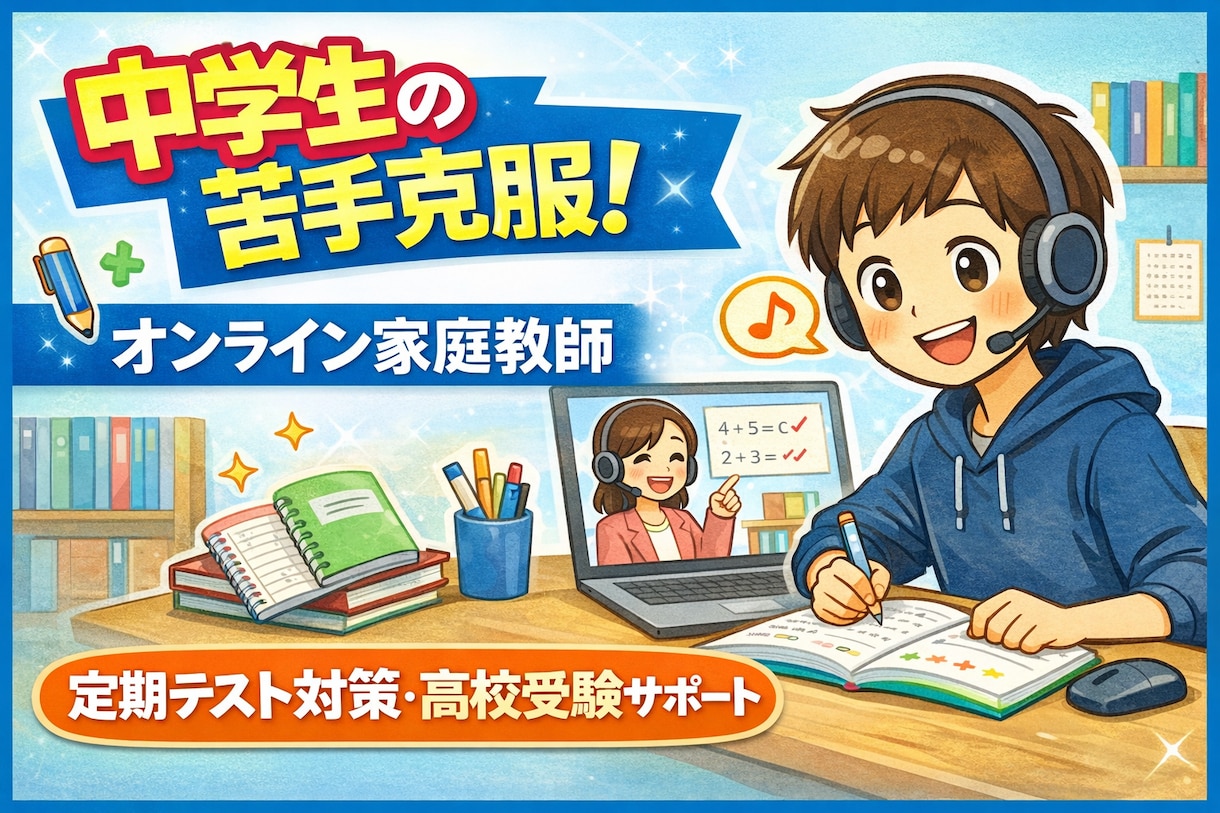 定期テスト＋20点｜中学生の数学を指導します 「わからない」を放置せず、“自分で解ける力”を伸ばします イメージ1