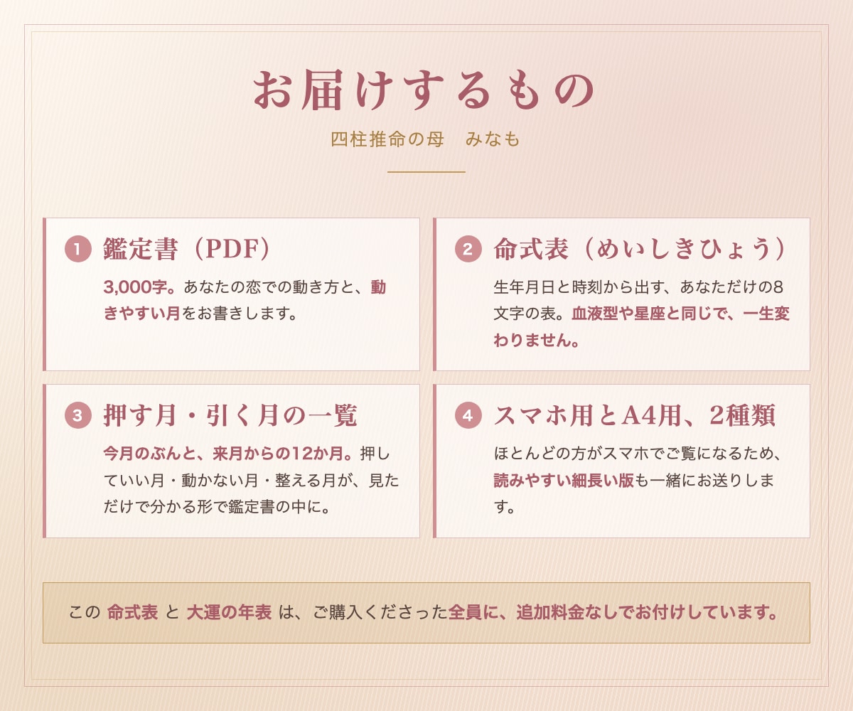 片思い｜四柱推命｜押す時期と引く時期を占います 押していいのか、待つべきなのか イメージ2