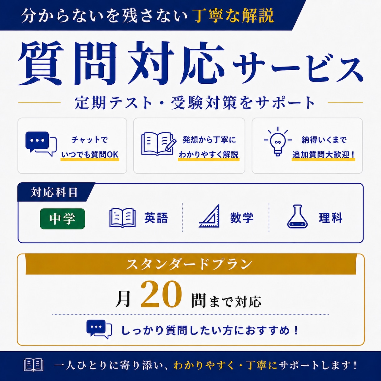 中学生の質問にチャットでお答えします 【スタンダードプラン】中学生の質問対応 イメージ1