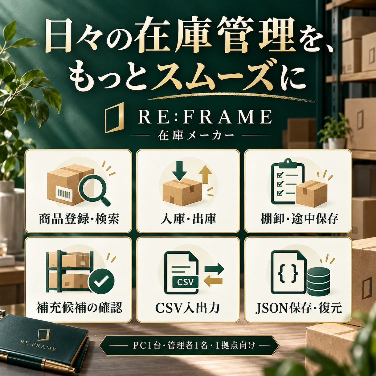 店舗向け在庫管理・入出庫・棚卸ツールを提供します 買い切り型で在庫確認・補充判断・棚卸をまとめて管理 イメージ2