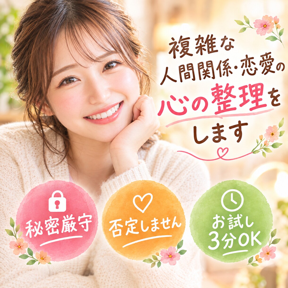 人に話せない】人間関係の悩み整理します 職場や家族との関係...人に話せない悩み聞きます イメージ1