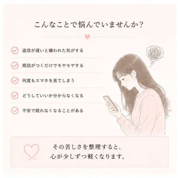 返信が来ない・既読無視が苦しい恋愛を整理します 返信待ちが苦しい理由を言語化します イメージ3