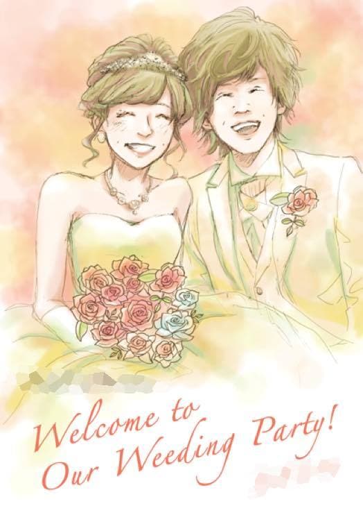 笑顔のウェルカムボード似顔絵描きます 主役のお二人もゲストも幸せに(^^) イメージ2