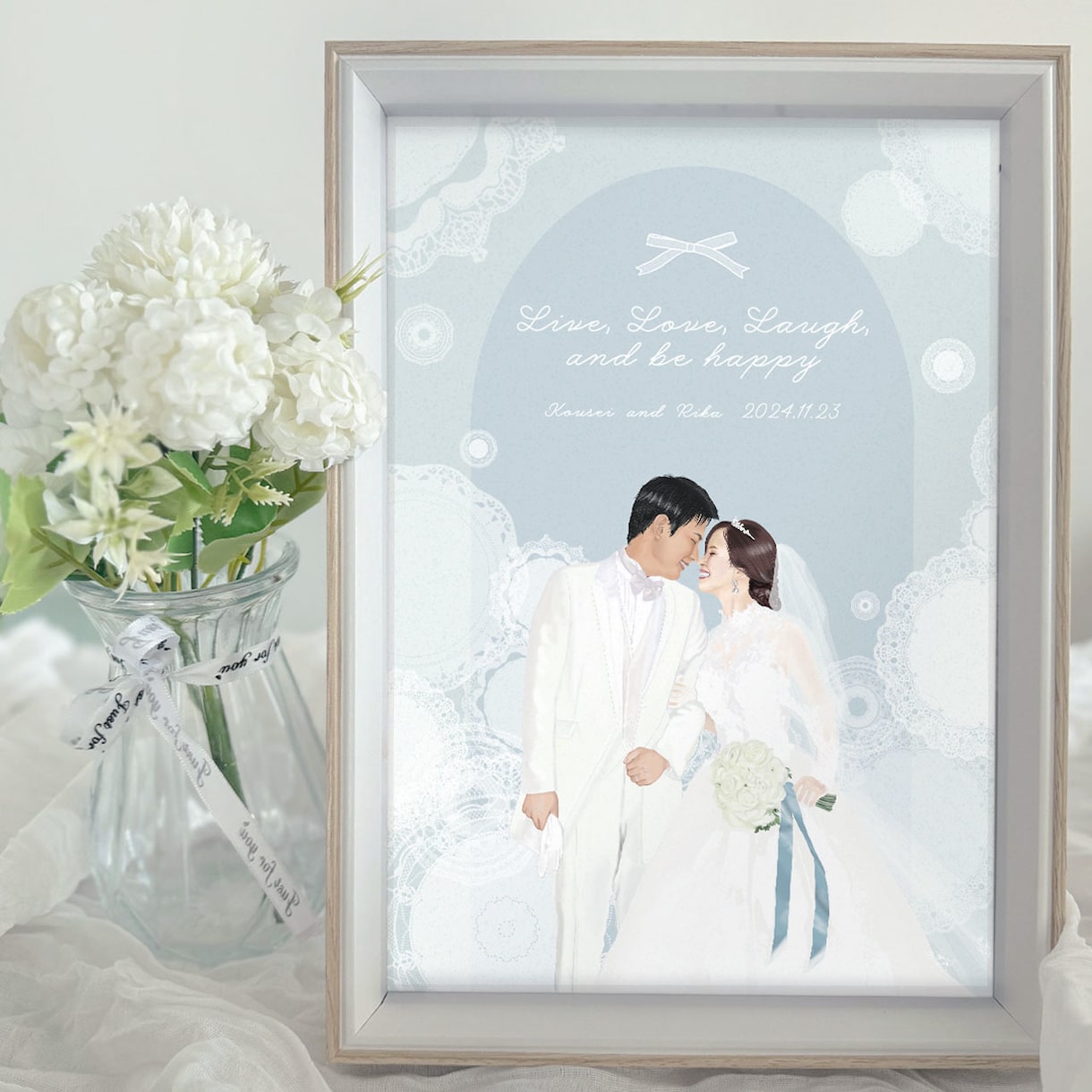 レースモチーフのお洒落なウェディングアート描きます プロが描きます/結婚記念日/結婚式に/プレゼントに♩ イメージ1