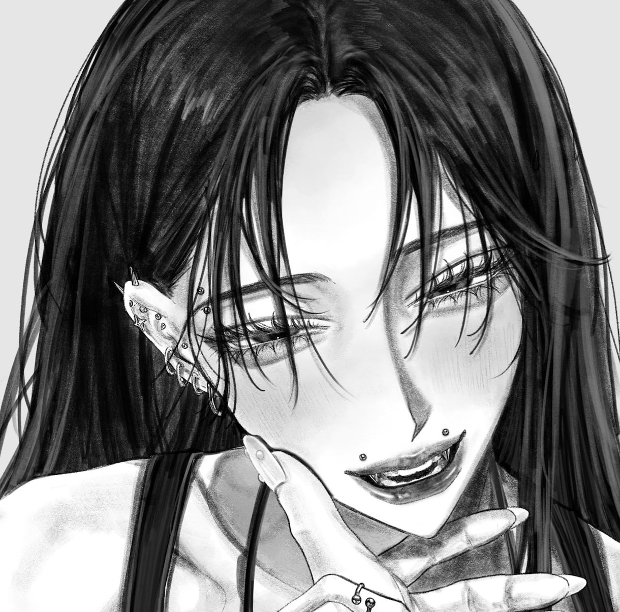 モノクロイラスト描きます 綺麗で目力のある女の子が得意です。 イメージ1
