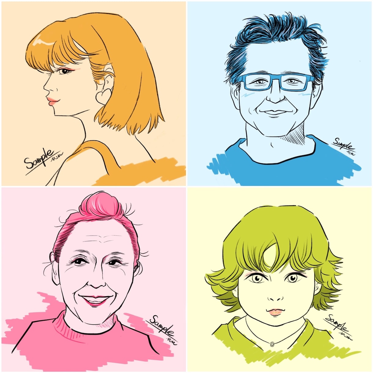 SNS向け！カラフルなモノトーン似顔絵描きます 他の人よりも目立ちたい方にオススメ！ イメージ2