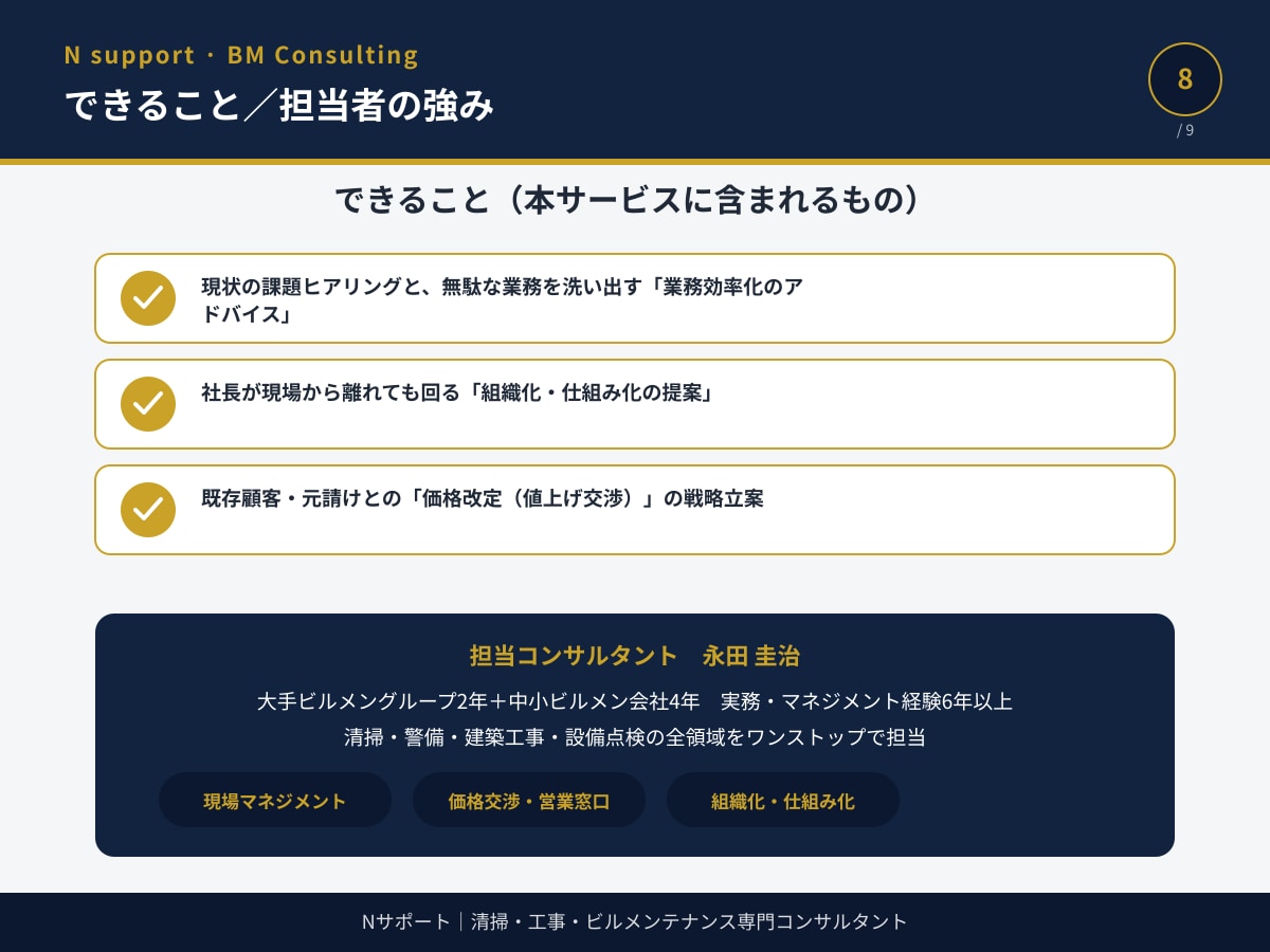 ビルメン専門｜現場が回る"仕組み化"をサポートます 「これ誰に相談すればいいんだろう」その答え、ここにあります。 イメージ8