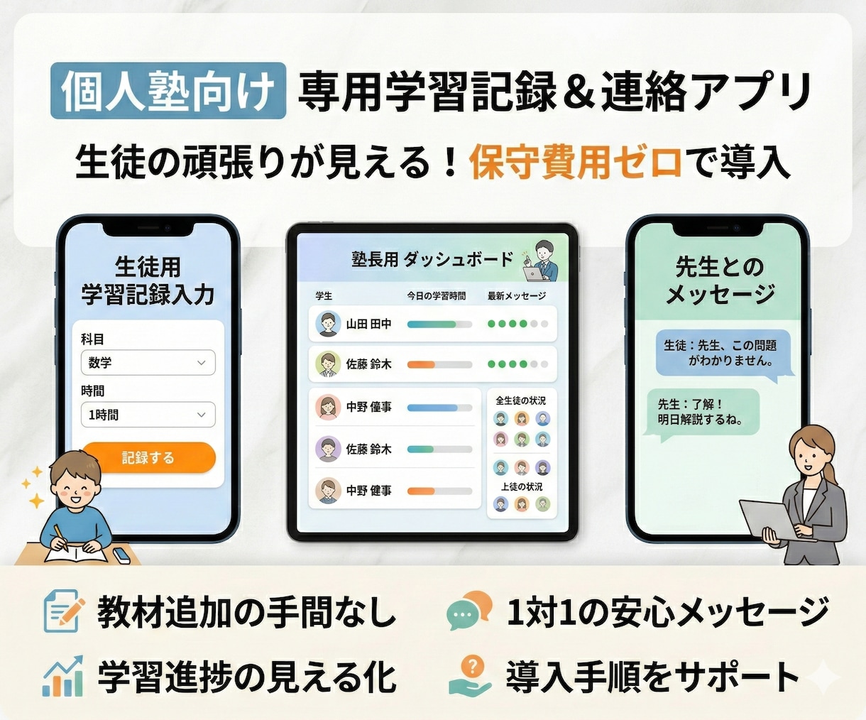低価格で実現！個人塾専用アプリ開発します 「大手のような専用アプリを持ちたい」を叶えます！ イメージ1