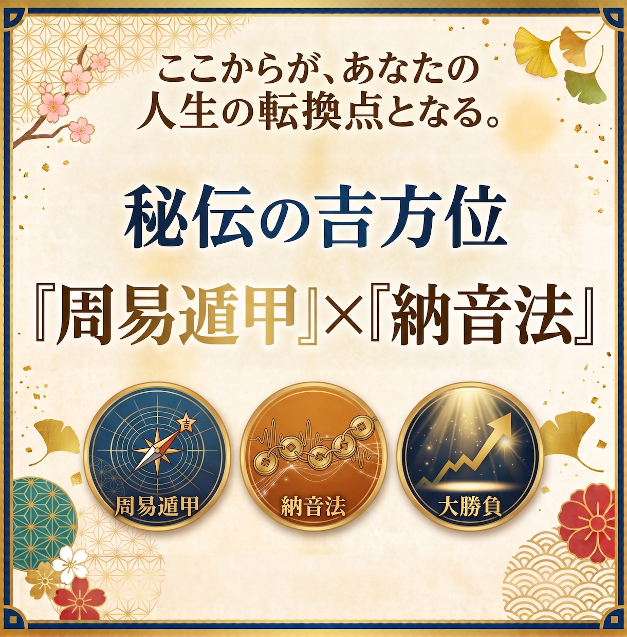 秘伝の最強吉方位『周易遁甲』×『納音法』で導きます 本気の人しか教えない！絶対に負けられない大勝負を控える貴方へ イメージ1