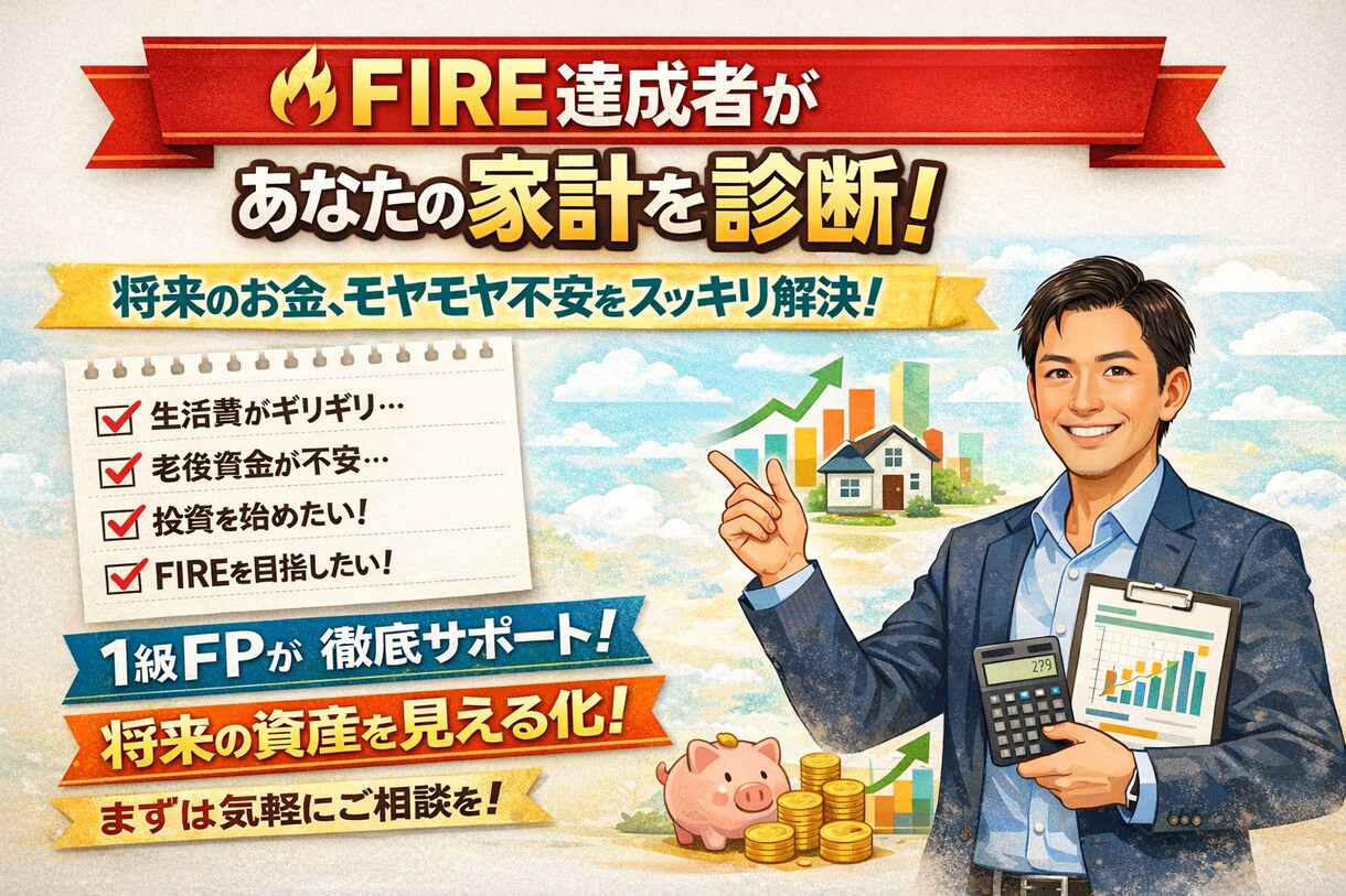 FIRE達成者があなたの家計を本気で診断しますます 老後・教育費・FIREの可能性までFP1級が解説 イメージ1