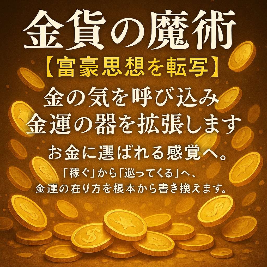 魔術富豪思想を転写金の氣を呼び込み器を拡張します お金に選ばれる感覚へ。「巡ってくる」へ、金運を書き換えます。 イメージ1