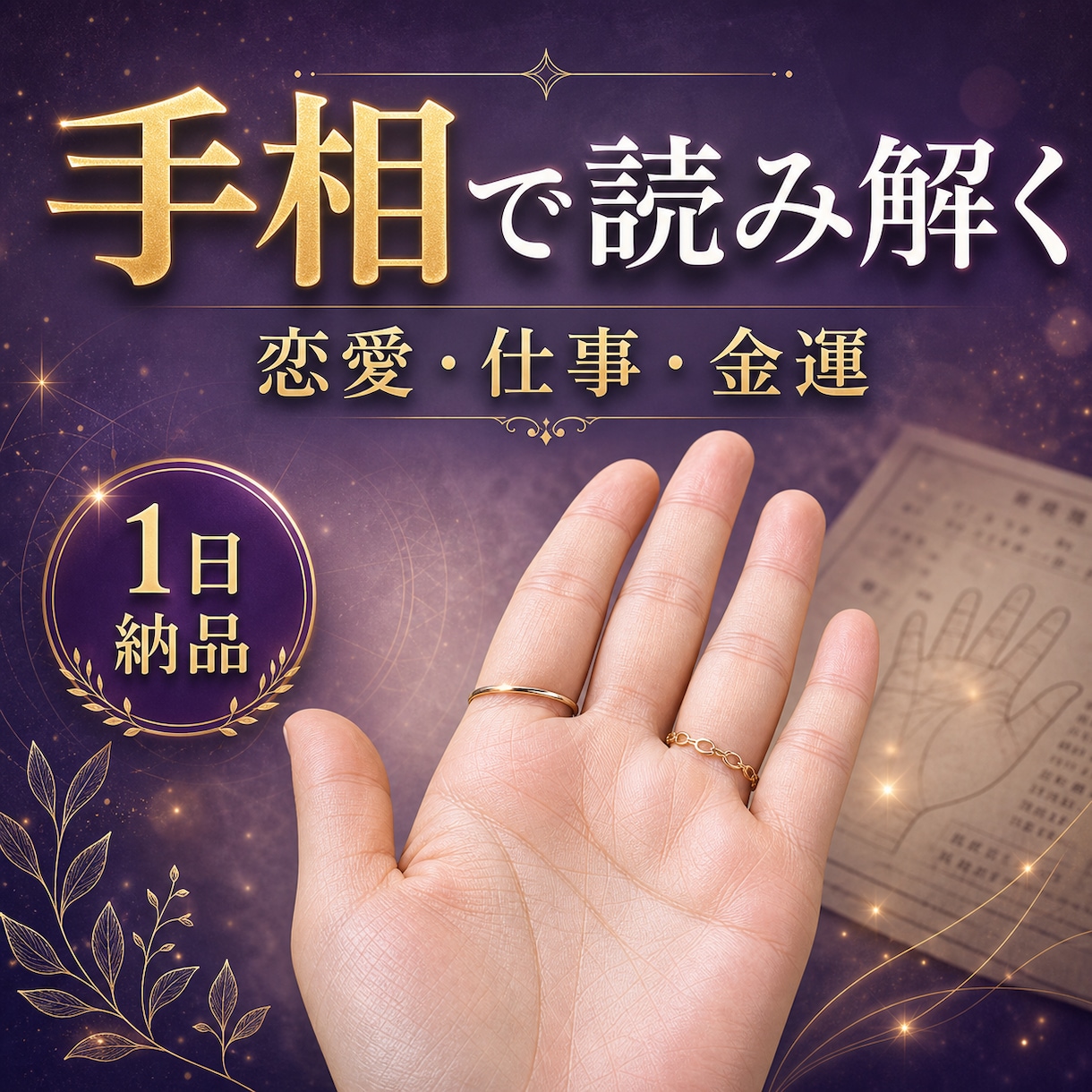 あなたの手相を鑑定し、1日でお届けします あなたの人生、悩みに手のひらから読み解きます イメージ1