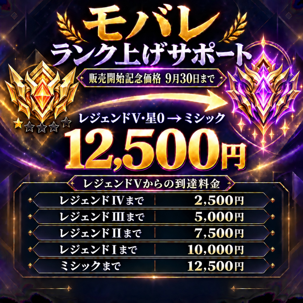 モバレのレジェンド帯ランク上げをサポートします レジェンドVからミシックまで販売開始記念価格！ イメージ1