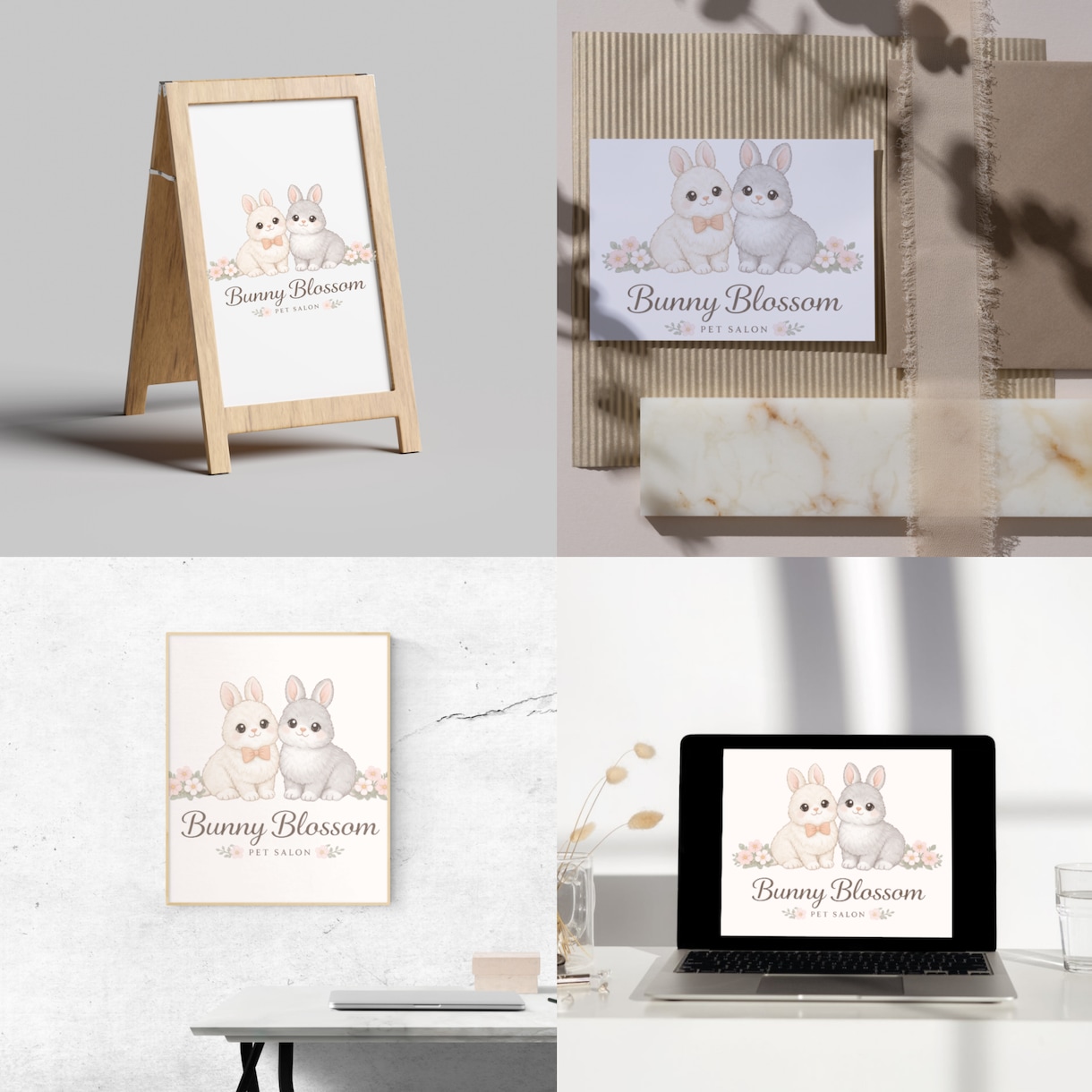 犬や猫など動物モチーフのショップロゴを制作します サロン・ショップロゴ｜ペット・動物ロゴ｜ハンドメイド｜淡色 イメージ1