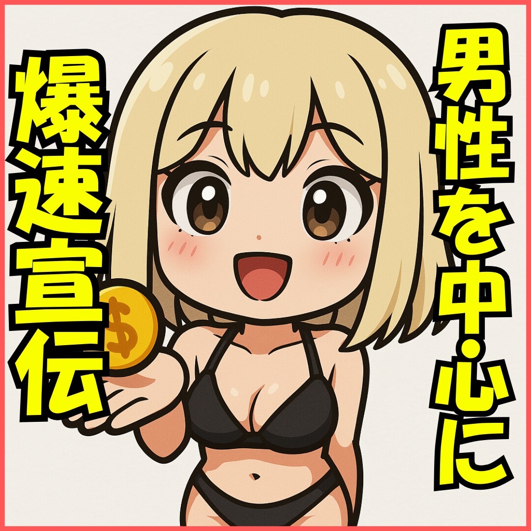 男性中心フォロワー1万人以上アカウントで宣伝します 男性向けに周知したい、あなたの活動を後押しします。 イメージ1