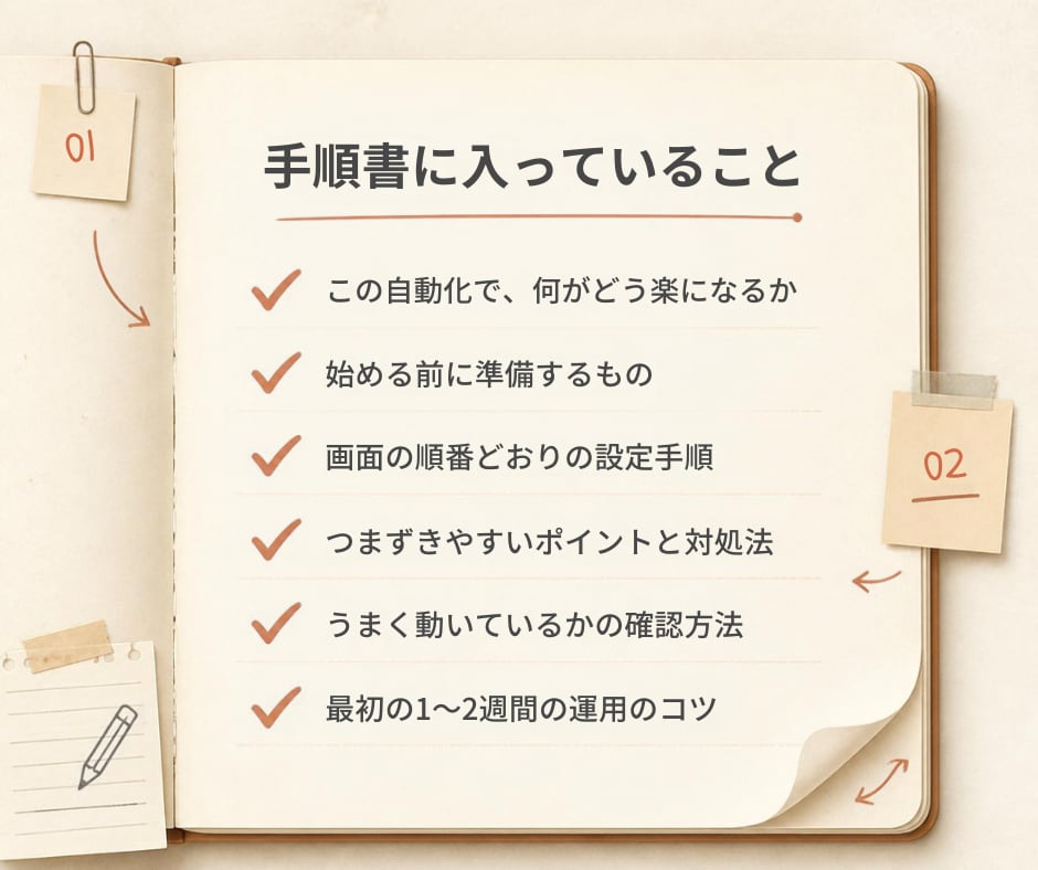 あなた専用のAI自動化手順書を作ります 迷わず設定できる個別手順をPDFでお届け イメージ3