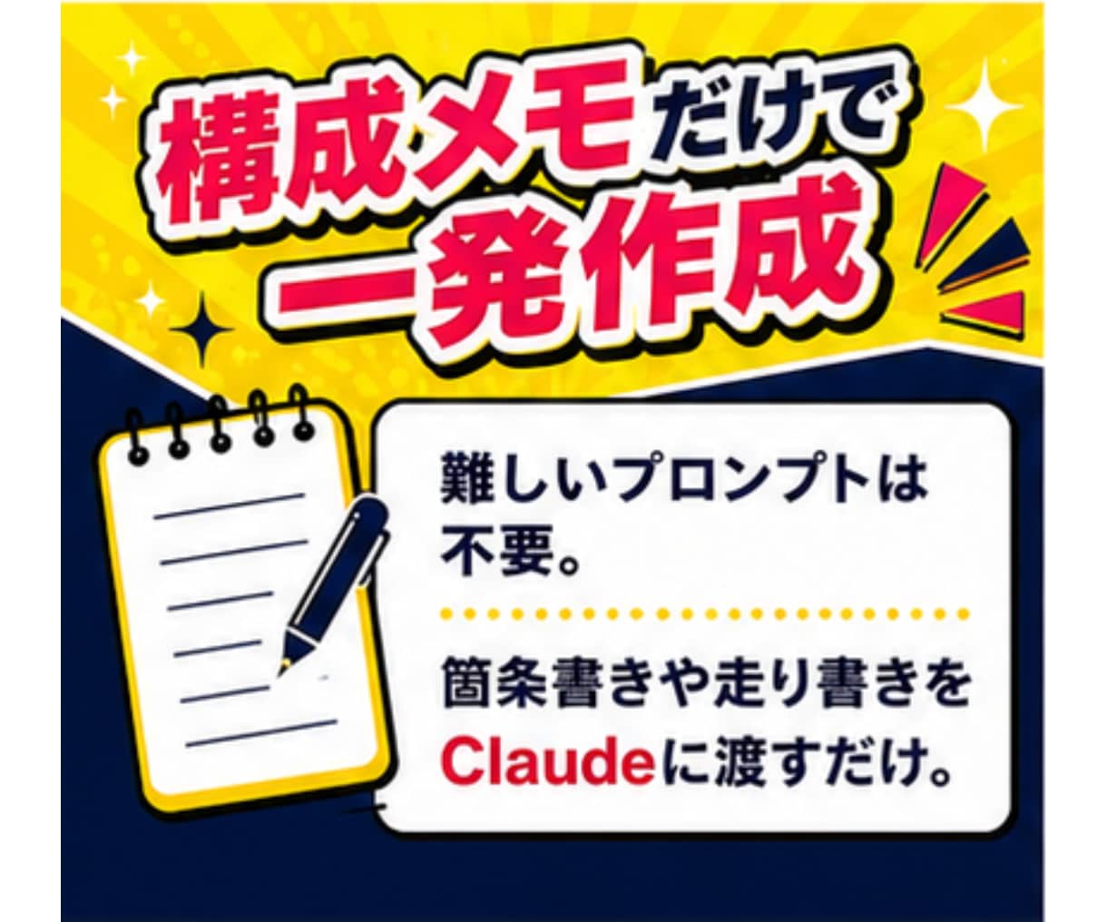 Claude×パワポ｜構成メモを貼れば生成できます 1時間→5分でスライド作成。PowerPoint作成スキル イメージ5