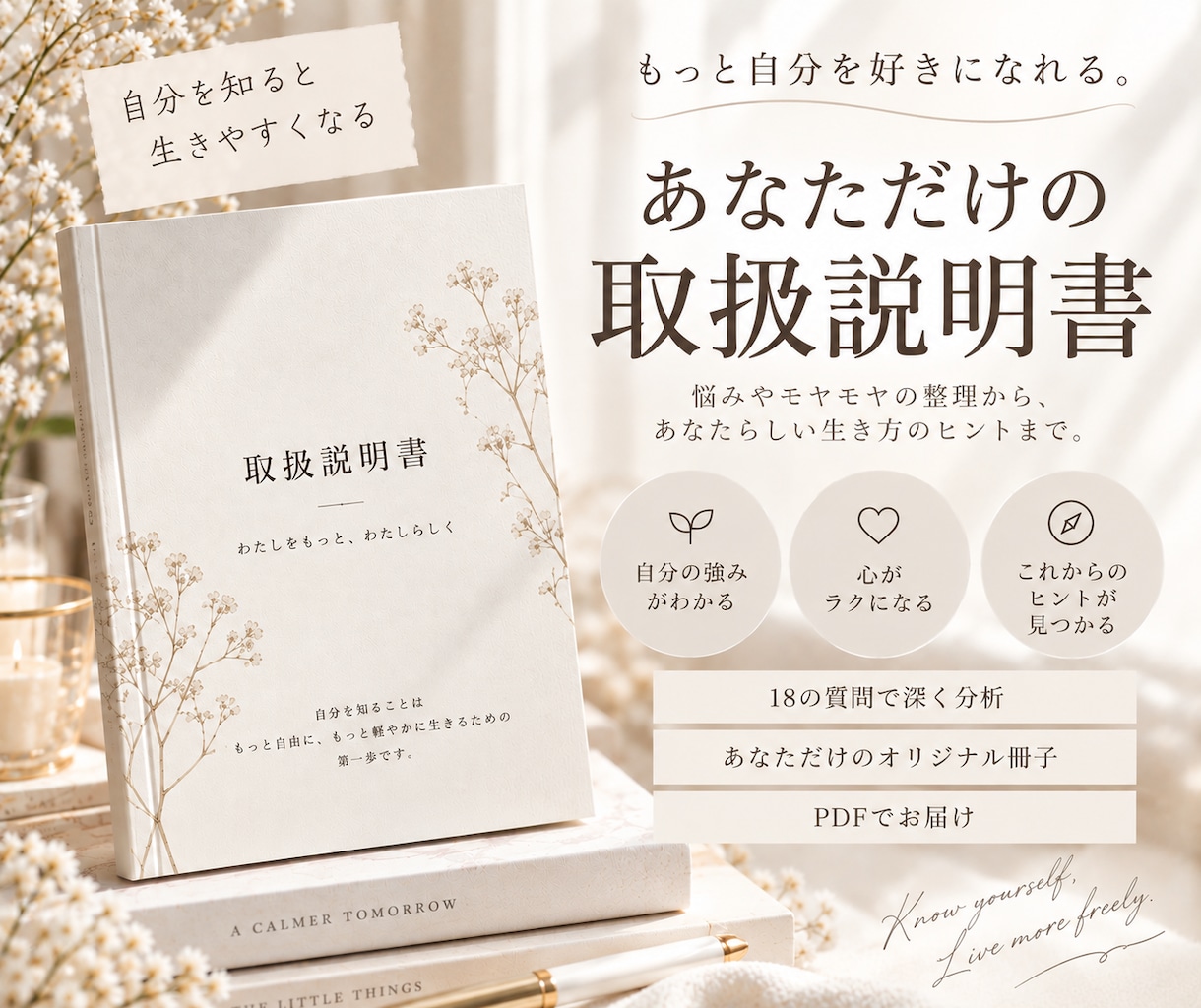 あなただけの「取扱説明書」を作成します 性格・思考・強み・価値観を分析し、自分らしさを一冊にします イメージ1