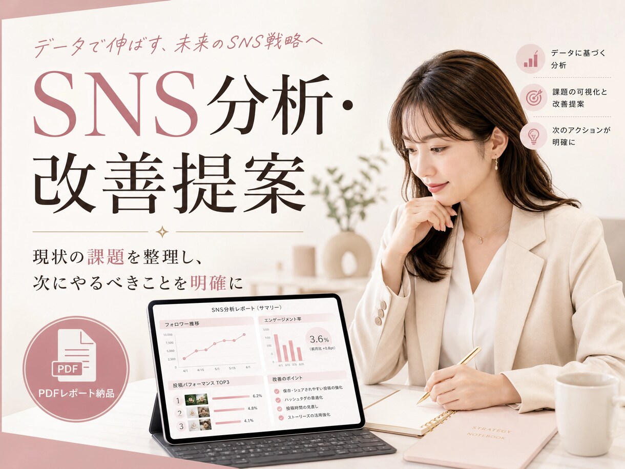 現役SNSマーケター　SNS分析・改善提案します 伸びない原因を整理し、次の投稿が決まる状態まで設計します。 イメージ1