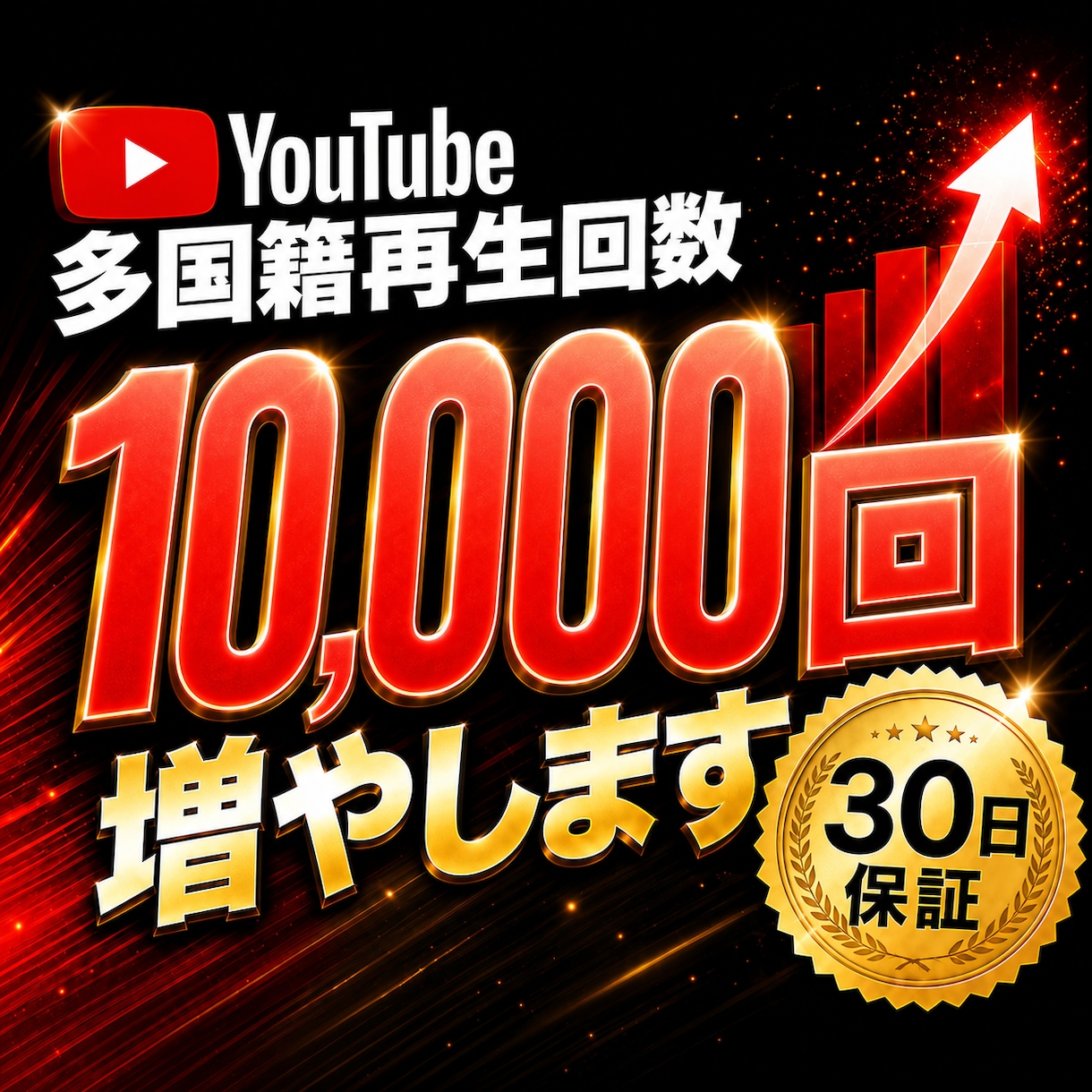 YouTube再生+10,000回増やします ⭐振り分け対応・+10,000回再生～ 海外から再生します イメージ1