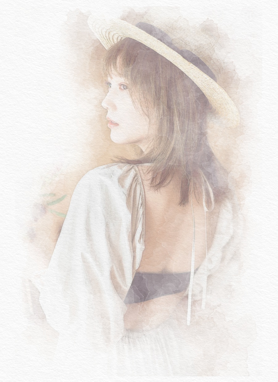 ふんわりとした雰囲気の水彩画風似顔絵を作成します 【キャンバス納品可能】写真をもとにリアルな似顔絵を描きます イメージ4