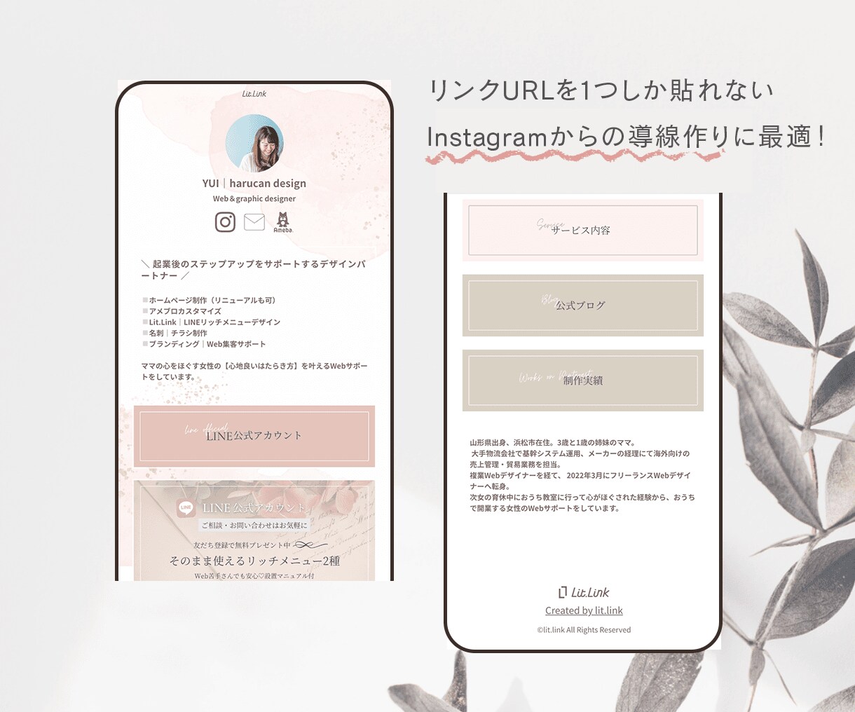 女性の目を惹く＊Lit.Linkカスタマイズします 世界観＊集客導線をつくる＊Lit.Linkでホームページ イメージ2