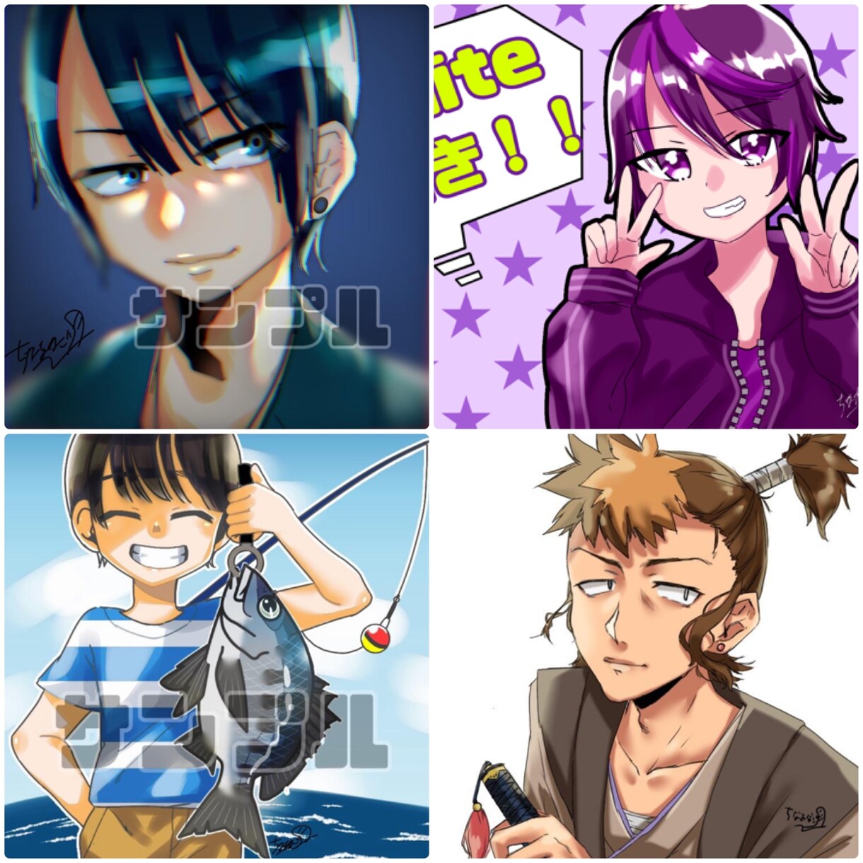 男性ver/snsのアイコンヘッダーお描きします 男性イラストの作成/カッコいい/中性的/ イメージ5