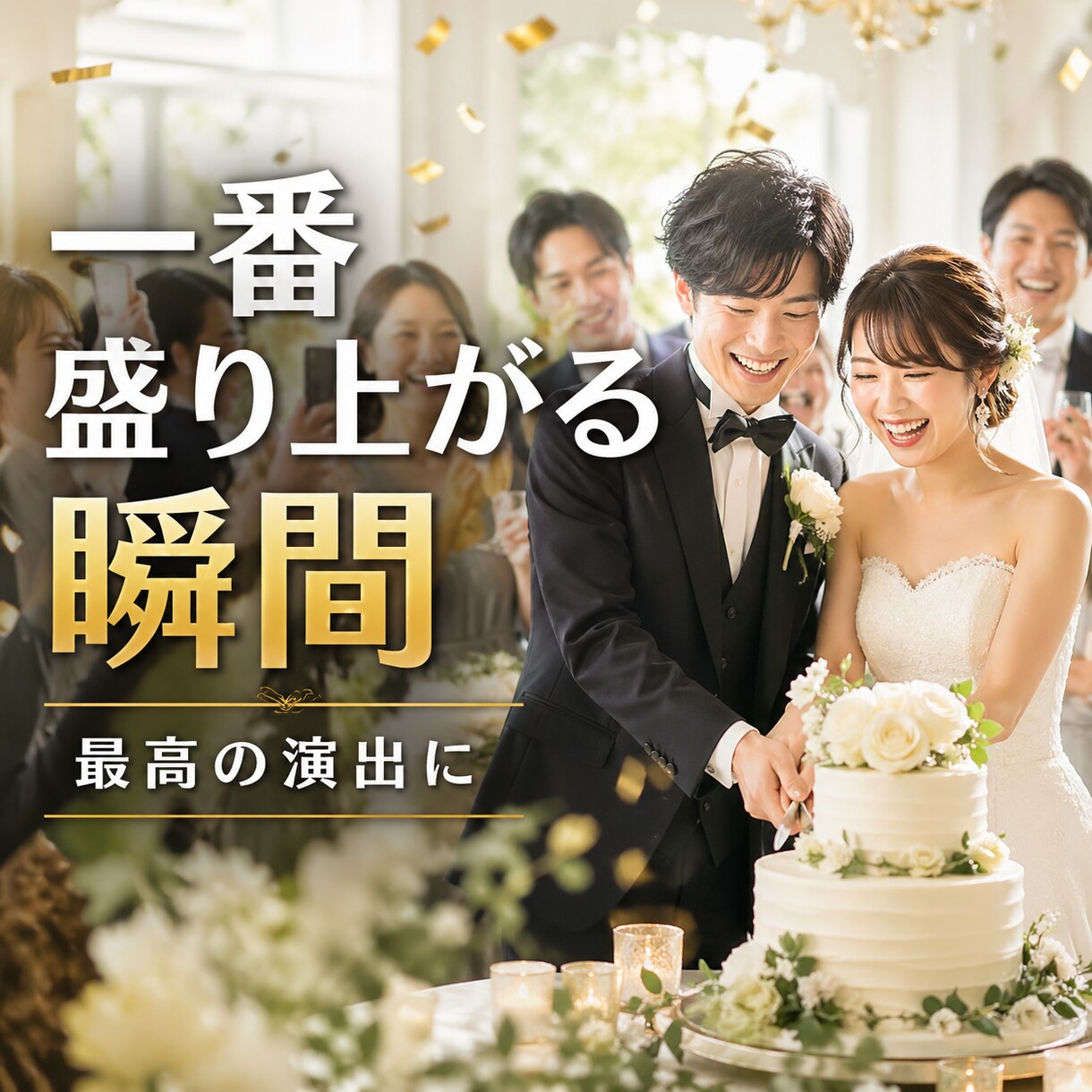 ケーキ入刀・演出シーンのBGMを作成します 笑顔はじけるシャッターチャンスを、明るく幸福感溢れる音で彩る イメージ1