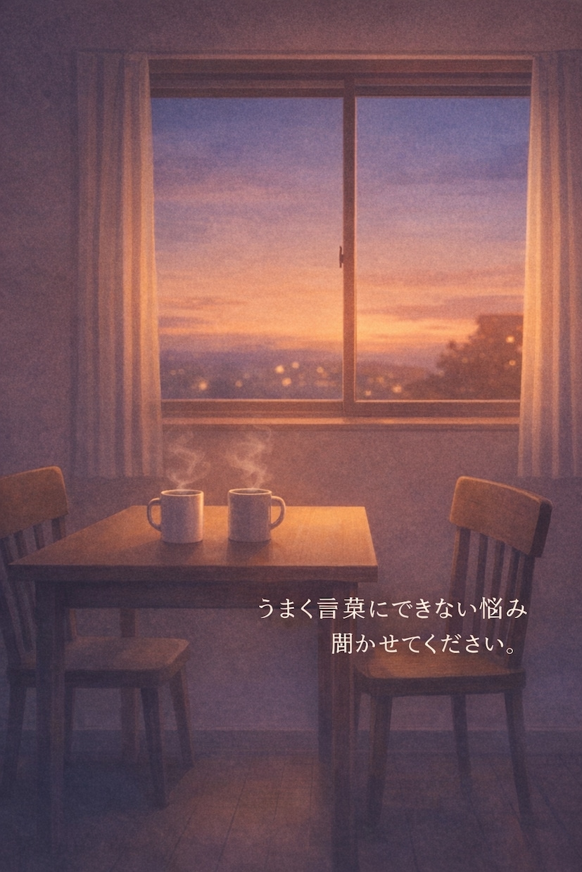うまく言葉にできない悩みお聞ききします 分からない不安を、分かる言葉に変える時間 イメージ1
