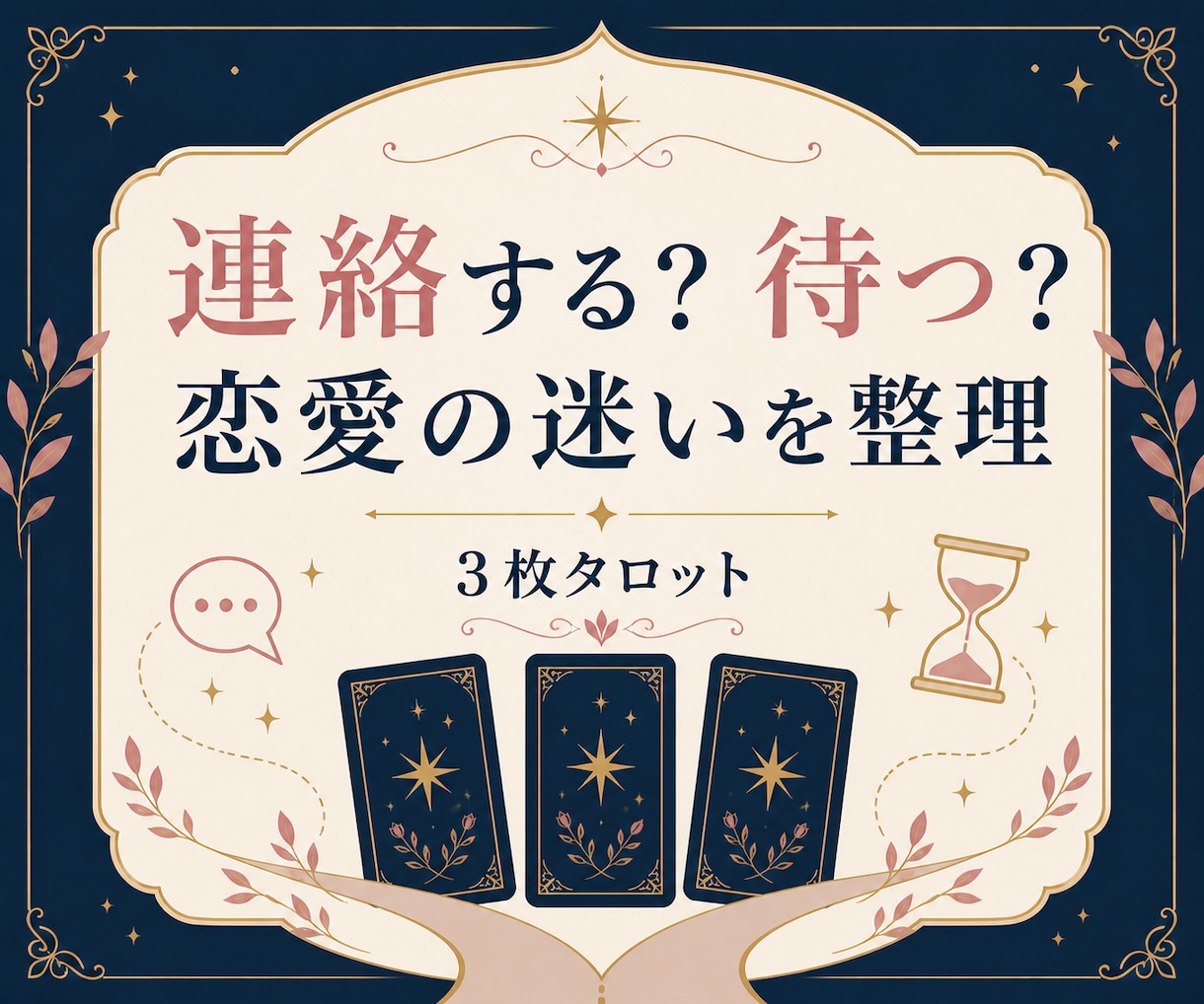 連絡するか待つか、恋愛の迷いを3枚で整理します 迷った気持ちと次の一歩を、丁寧に整理します イメージ1