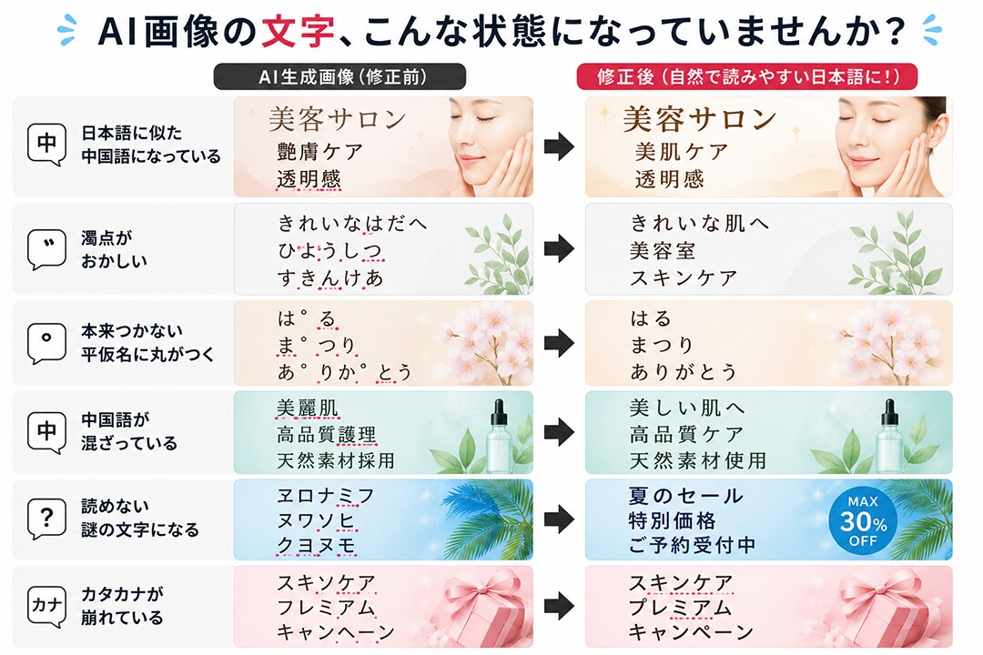 AI画像の文字化け修正・画像調整を承ります AI生成画像をプロデザイナーが修正いたします イメージ2