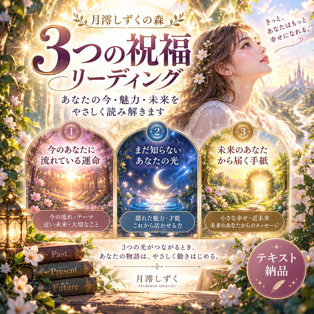 あなたの今・魅力・未来を3つの祝福から鑑定します 3つの光をたどって、本当のあなたとこれからの幸せを見つけます イメージ1