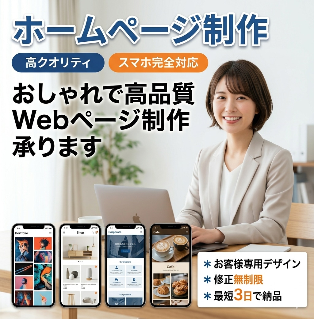 高品質なホームページを制作します お仕事の魅力を伝える、高品質なホームページを制作します！ イメージ1